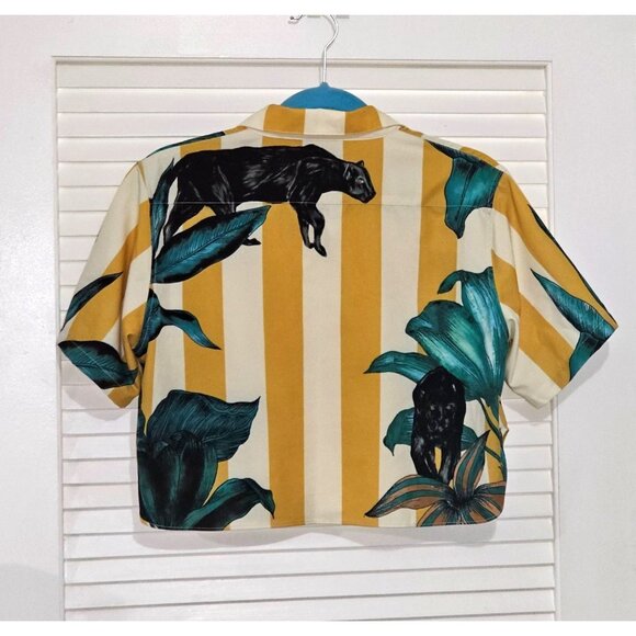 Mavrans Women's Yellow Stripes/Pantera Design Crop Top Size M 157 - Picture 12 of 15